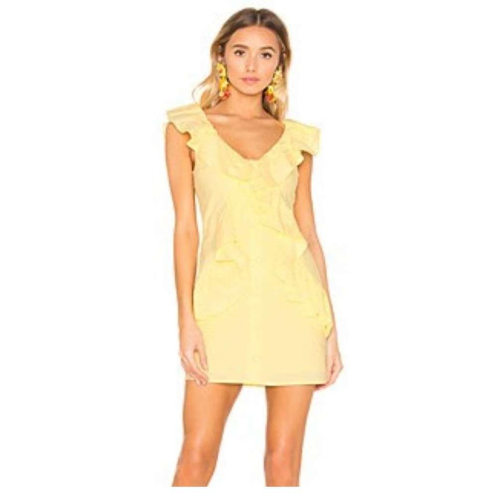 Lovers + Friends‎ Raleigh Mini Dress Sz XL Yellow Soft Girl Preppy Coquette